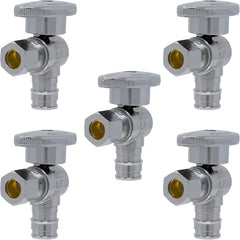 1/2 inch PEX-A Expansion x 3/8 inch OD Compression 1/4 Turn Angle Stop, Heavy Pattern, 5 Pack