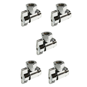 1/2 in. FIP In x 7/16 in. - 1/2 in. OD Slip Joint Out Brass 1/4 Turn Angle Valve (5 Pack)