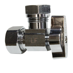 Heavy duty 1/2 inch NOM comp x 7/16 inch - 1/2 inch OD slip joint chrome brass 1/4 turn squared body angle valve - view 3