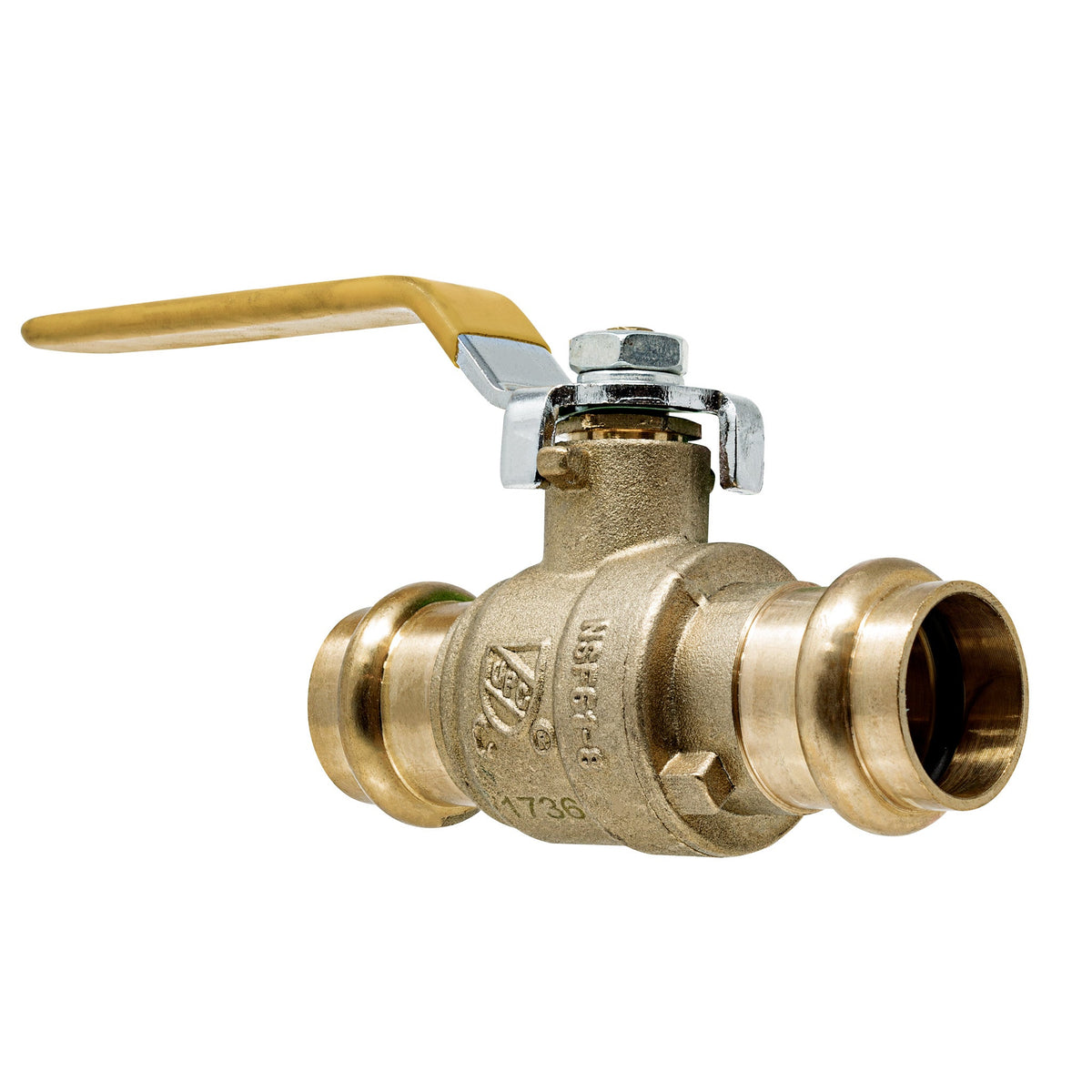 3/4 inch full port lead free brass ball valve with press ends, ProPress compatible