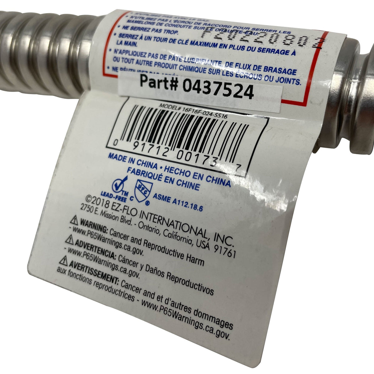 Eastman 24 inch corrugated stainless steel water softener connector, 3/4 inch FIP x 1 inch FIP - view 5