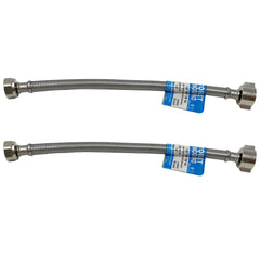 Two 12 inch braided stainless steel toilet supply lines, 7/8 inch ballcock x 1/2 inch FIP - view 2