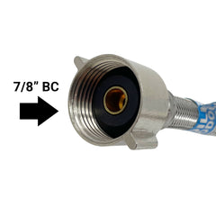 12 inch braided stainless steel toilet supply line, 7/8 inch ballcock x 1/2 inch FIP - view 3
