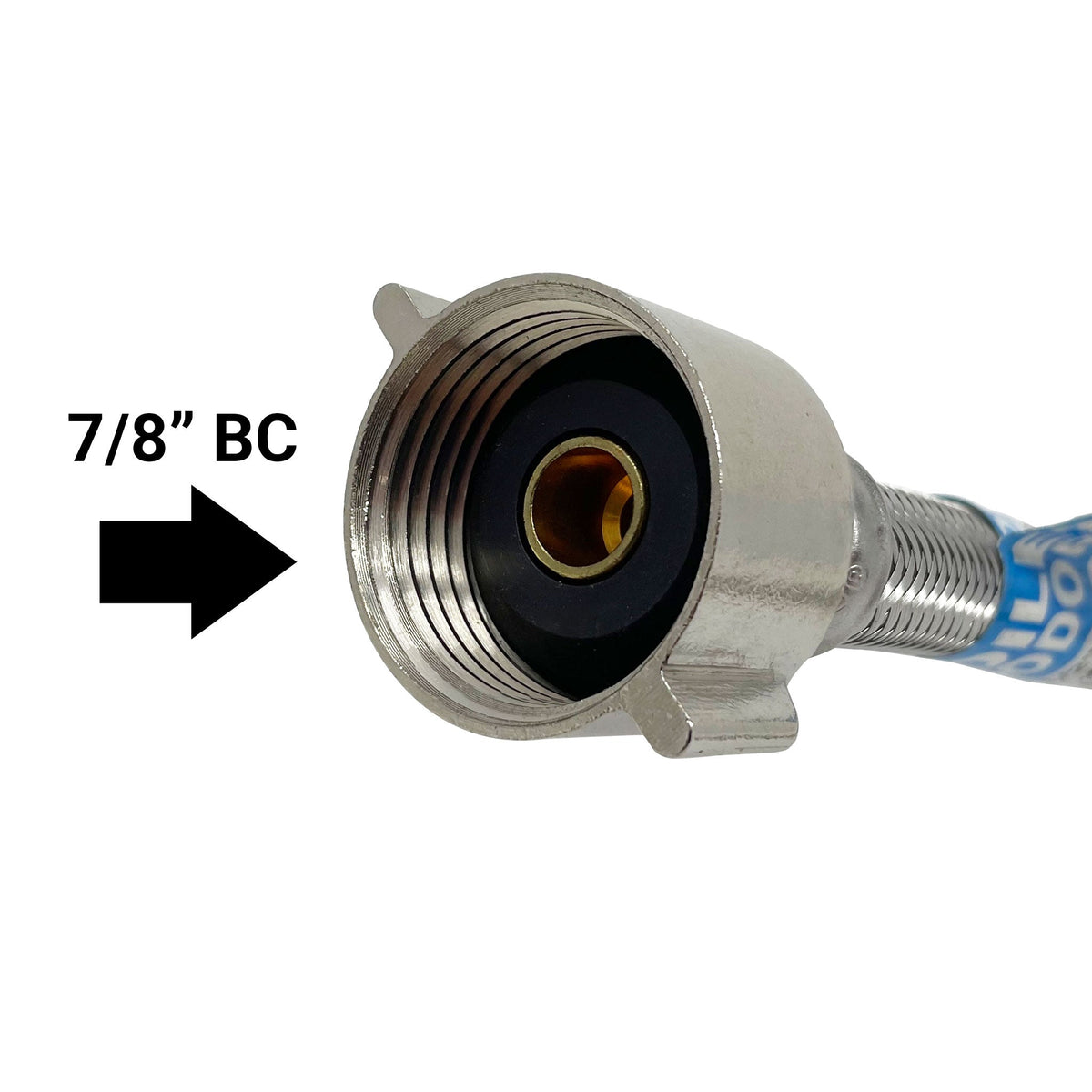 12 inch braided stainless steel toilet supply line, 7/8 inch ballcock x 1/2 inch FIP - view 3