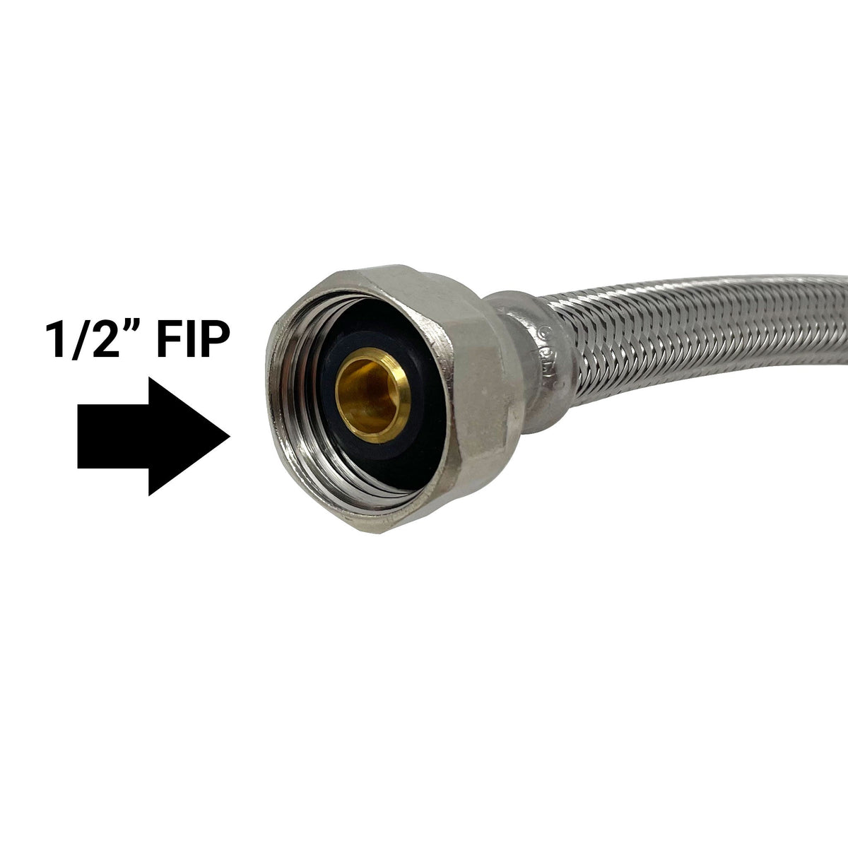 12 inch braided stainless steel toilet supply line, 7/8 inch ballcock x 1/2 inch FIP - view 2