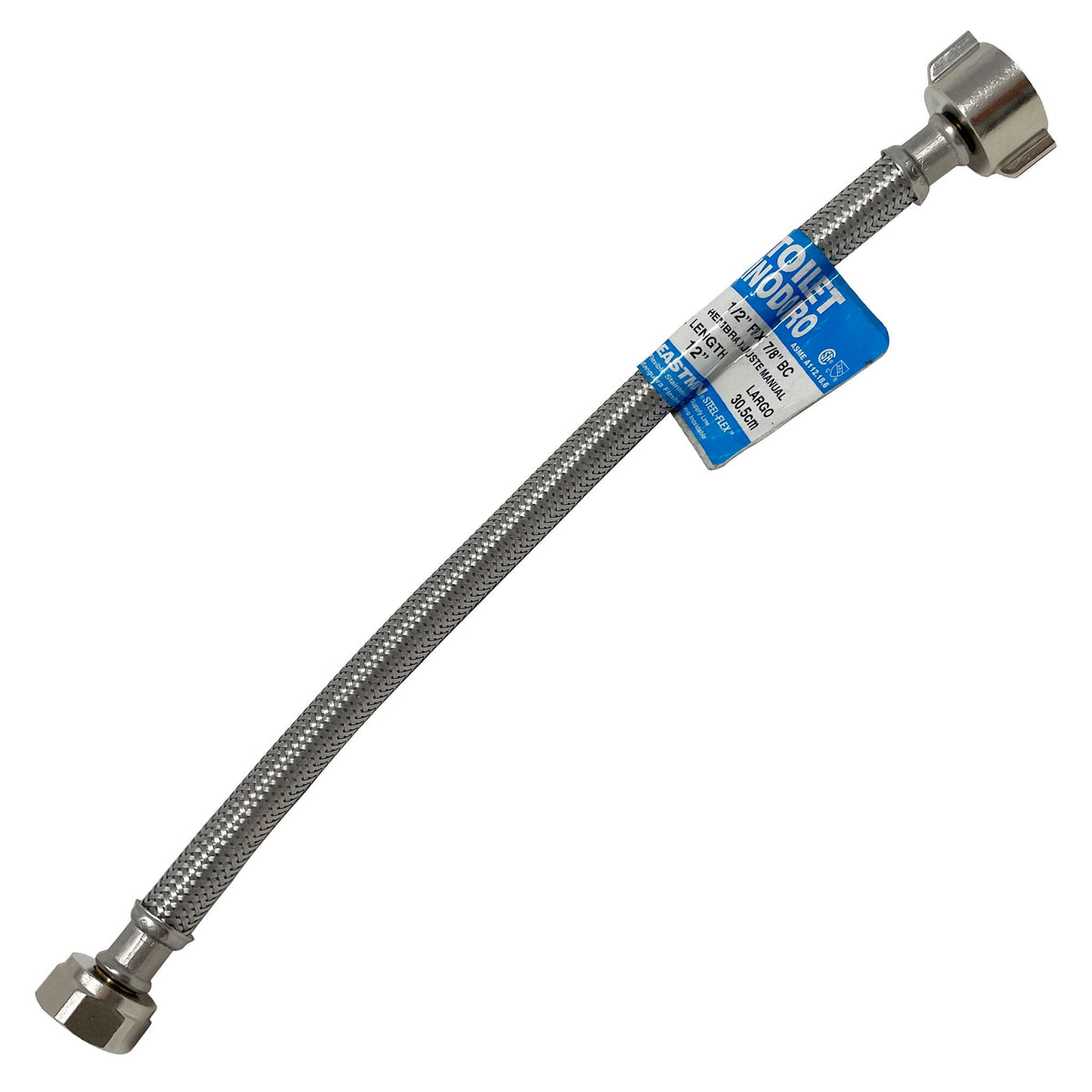 12 inch braided stainless steel toilet supply line, 7/8 inch ballcock x 1/2 inch FIP - view 4