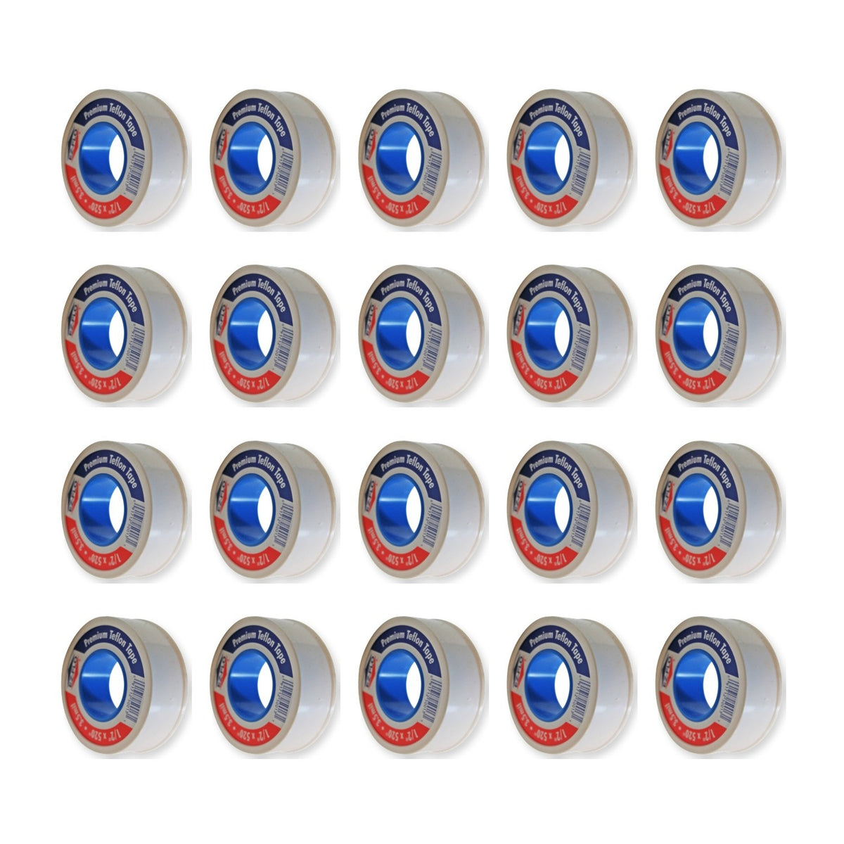 EZ-FLO white PTFE thread tape, 1/2 inch x 520 inch, 20 pack, 20 rolls