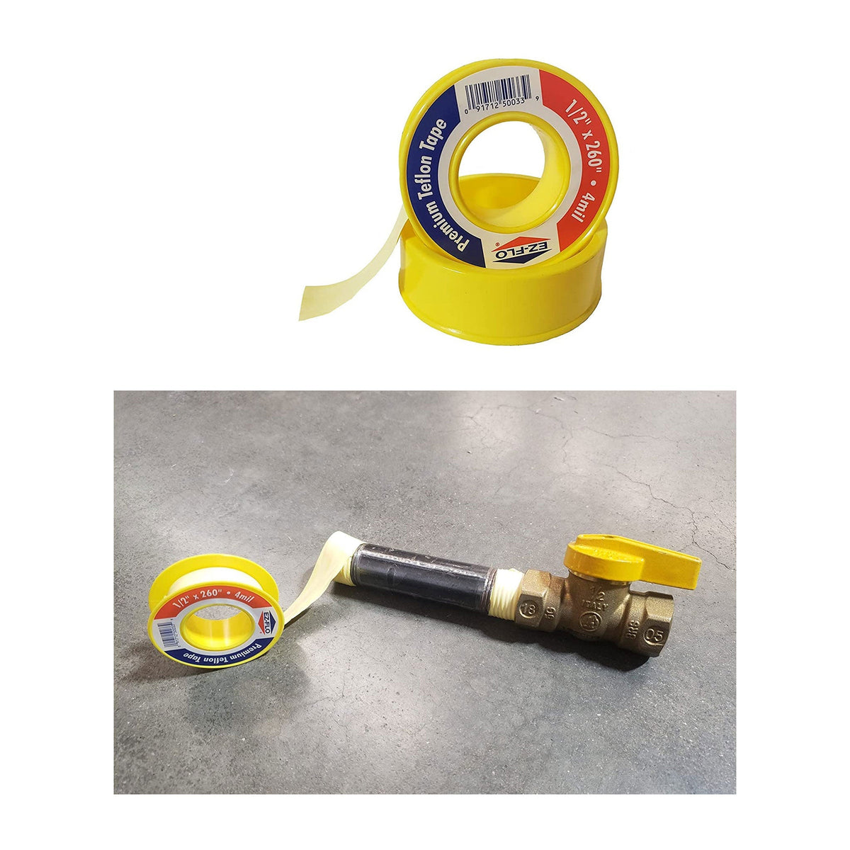 EZ-Flo premium PTFE thread seal tape for gas, 1/2 inch x 260 inch, 4 mil, 10 pack