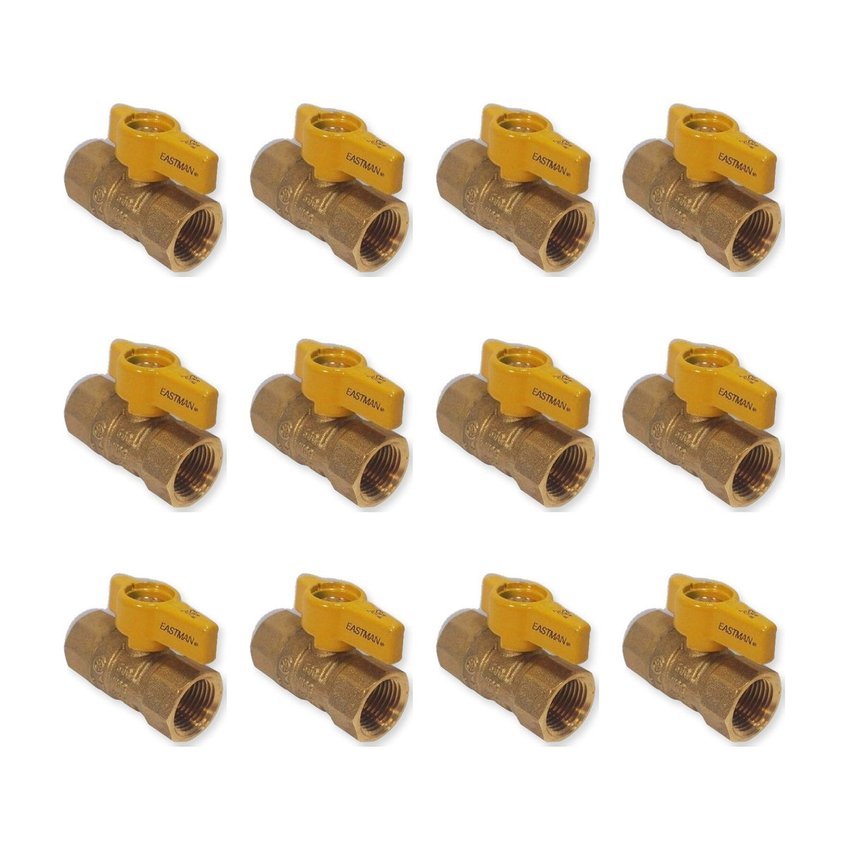 Eastman 1/2 inch FIP brass gas ball valve, 12 pack, 12 pieces