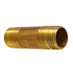 1/2 inch x 3 inch Length Red Brass Nipple, Lead Free