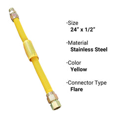 1/2 inch OD x 24 inch, 1/2 inch FIP x 1/2 inch MIP Epoxy Coated Stainless Steel Gas Connector, CSA - view 5