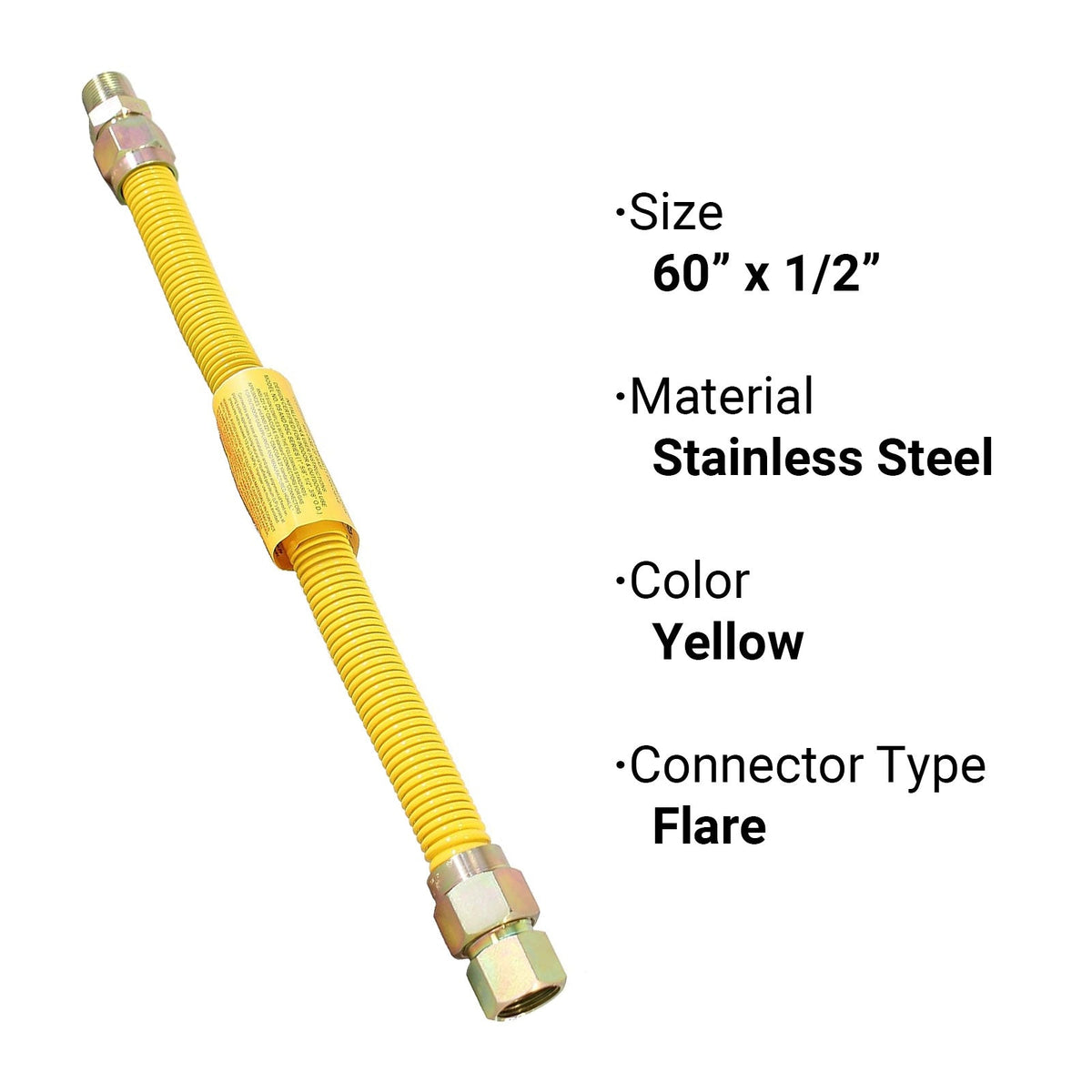 1/2 inch OD x 60 inch, 1/2 inch FIP x 1/2 inch MIP Epoxy Coated Stainless Steel Gas Connector, CSA - view 5
