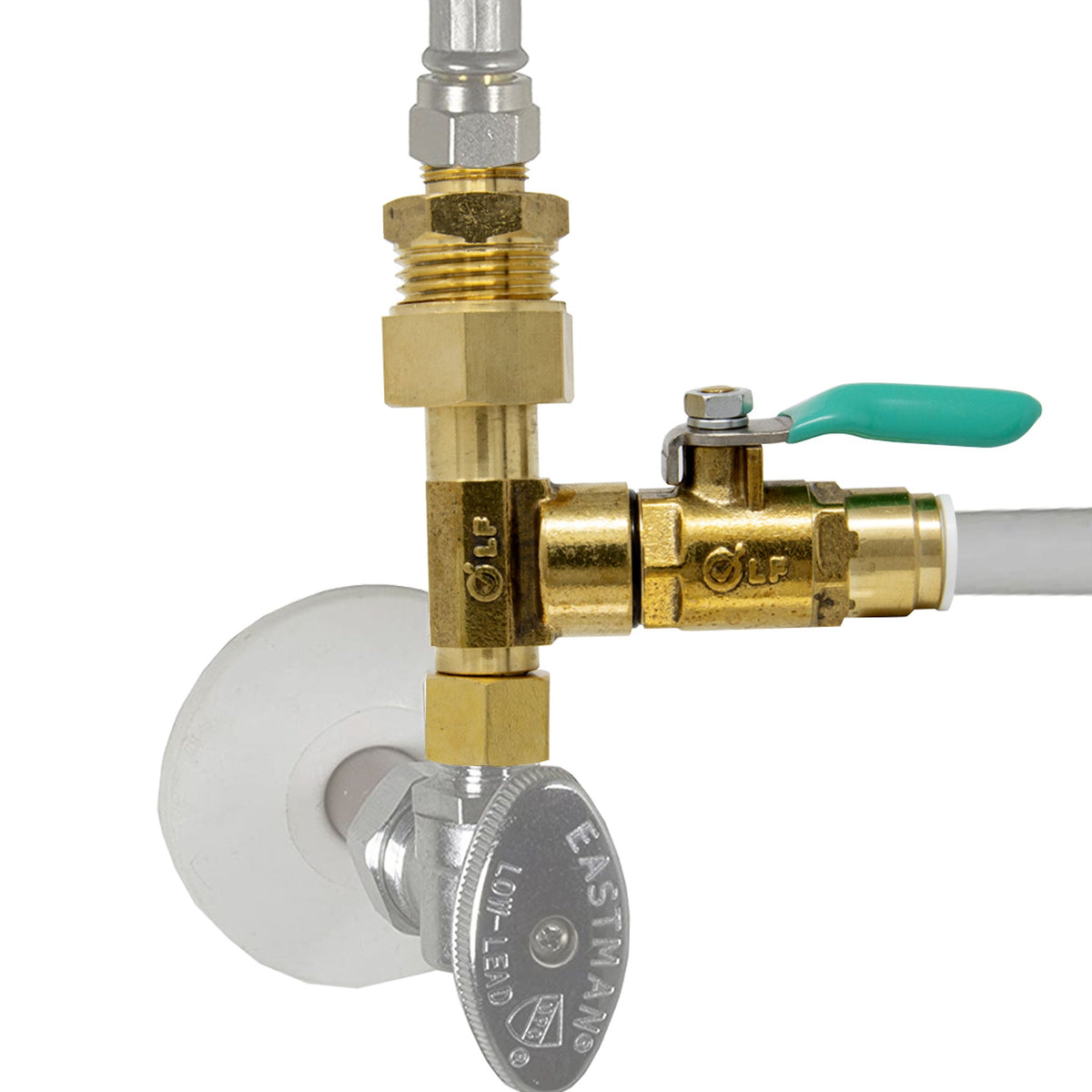 Metpure 3/8 inch OD ice maker and refrigerator water line kit with 25 ft tubing, brass adapter tee and shut-off valve
