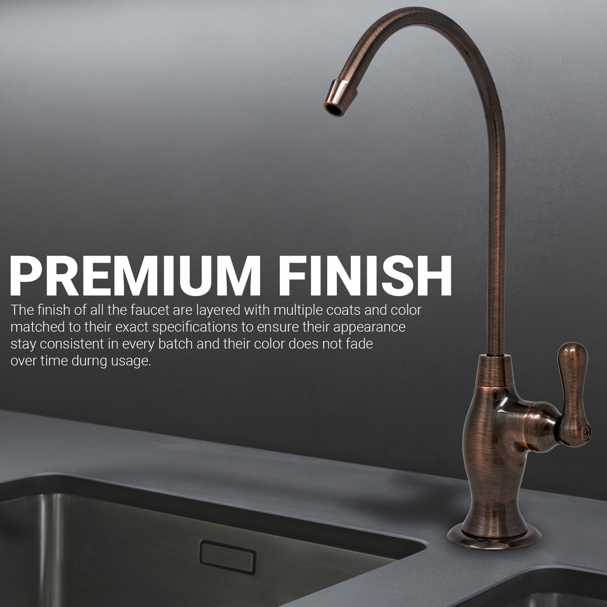 Metpure Vase Style Non-Air Gap RO Faucet Kit with Wrench & 1/4 inch + 3/8 inch OD Adapters, NSF - view 119