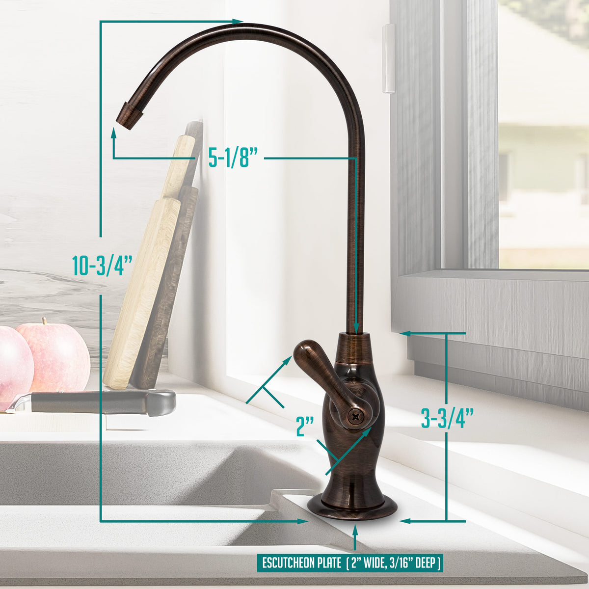 Metpure vase style non-air gap reverse osmosis faucet kit with faucet wrench and adapters