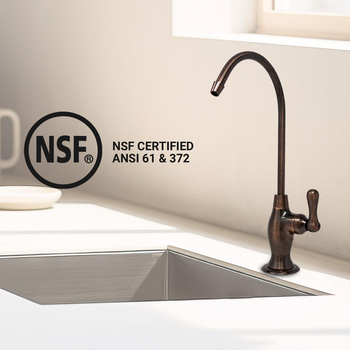 Metpure vase style non-air gap reverse osmosis faucet kit with faucet wrench and adapters