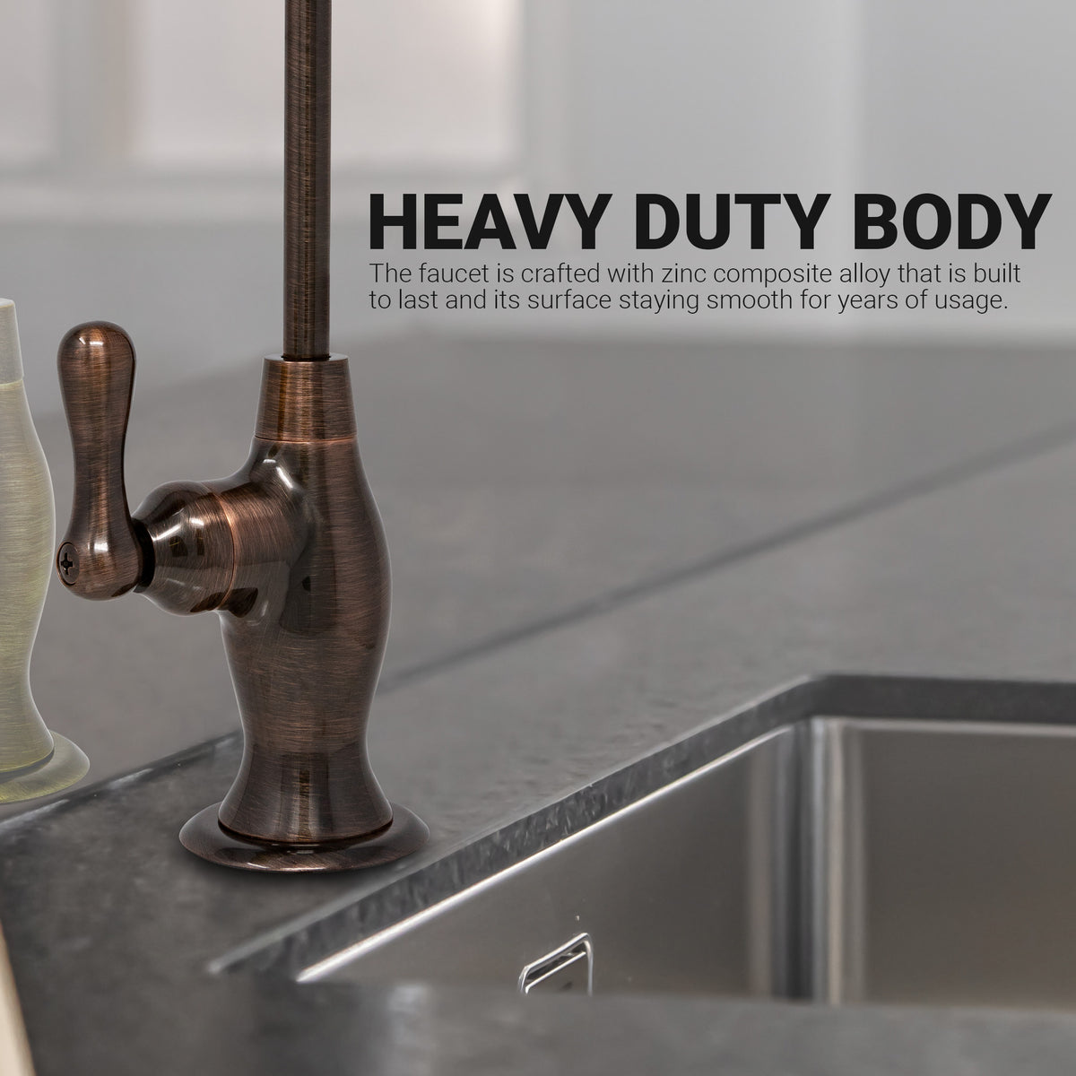 Metpure Vase Style Non-Air Gap RO Faucet Kit with Wrench & 1/4 inch + 3/8 inch OD Adapters, NSF - view 123