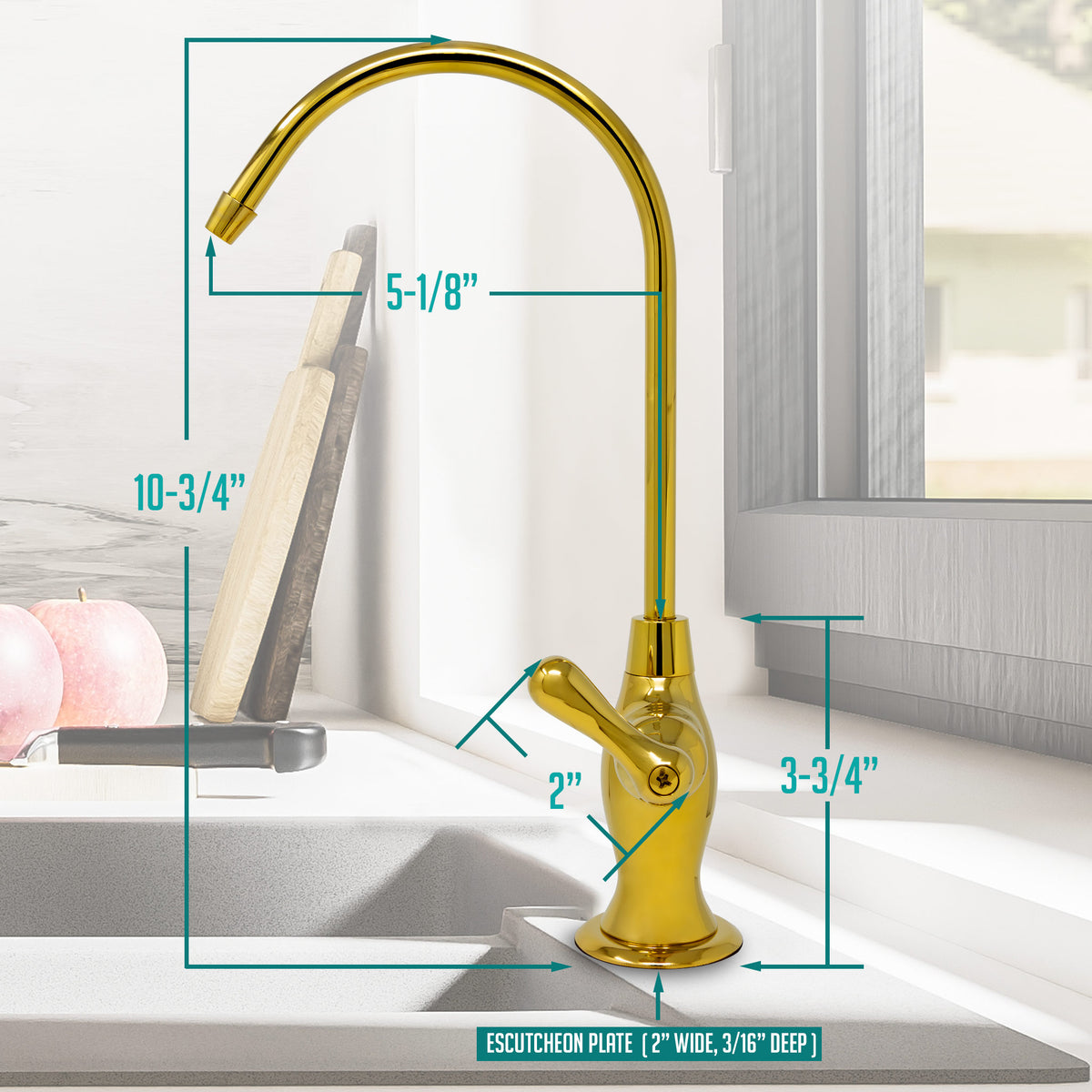 Metpure vase style non-air gap reverse osmosis faucet kit with faucet wrench and adapters