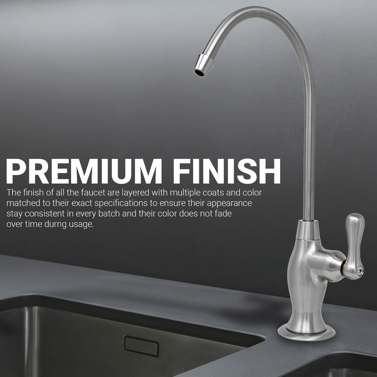 Metpure vase style air gap reverse osmosis faucet kit with pre-installed drain tubes