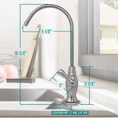 Metpure vase style air gap reverse osmosis faucet kit with pre-installed drain tubes