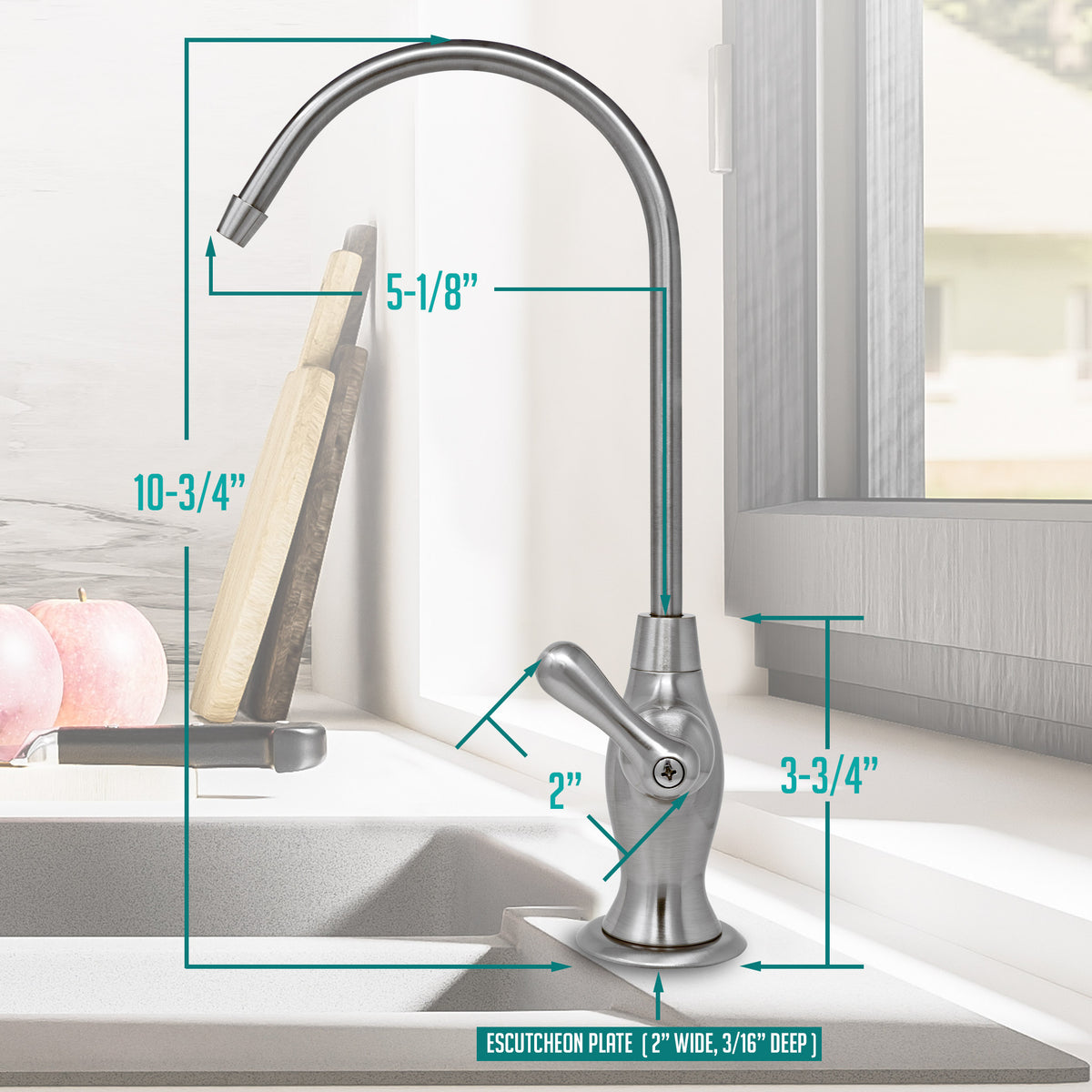 Metpure vase style air gap reverse osmosis faucet kit with pre-installed drain tubes