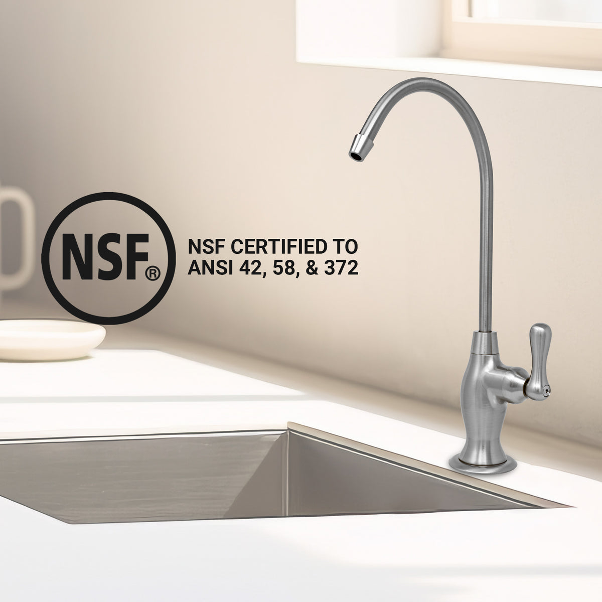 Metpure vase style air gap reverse osmosis faucet kit with pre-installed drain tubes