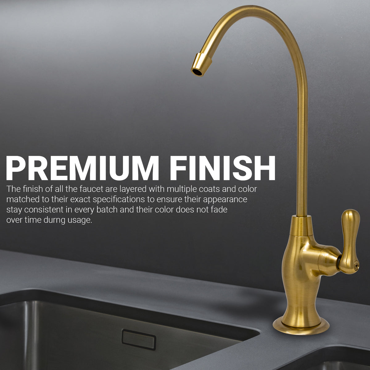 Metpure vase style air gap reverse osmosis faucet kit with pre-installed drain tubes