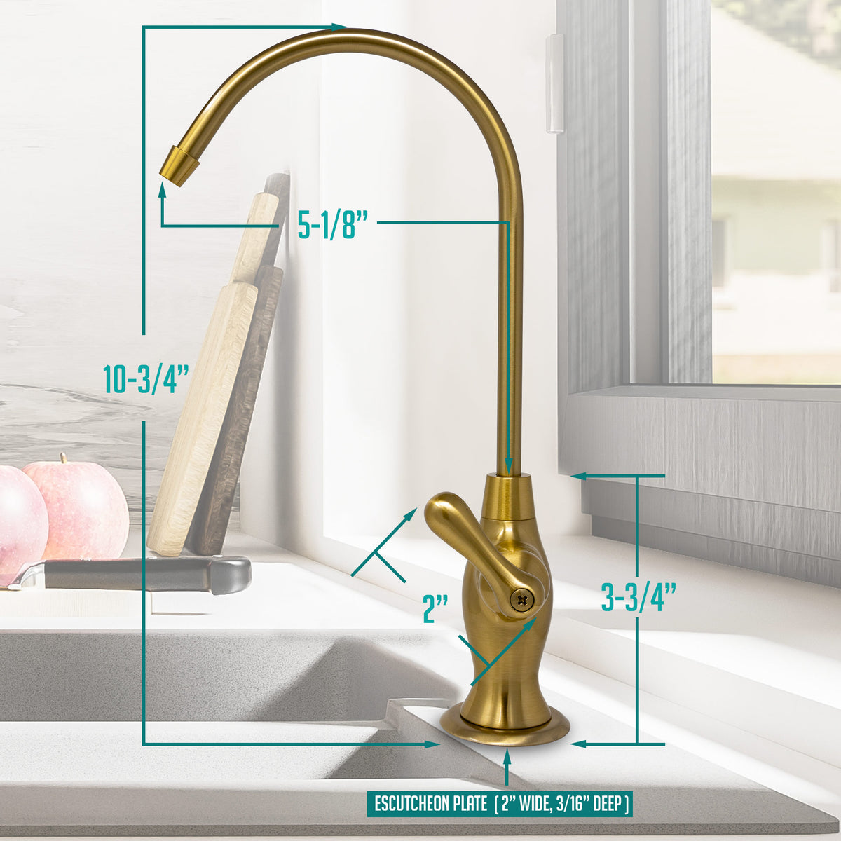 Metpure vase style air gap reverse osmosis faucet kit with pre-installed drain tubes