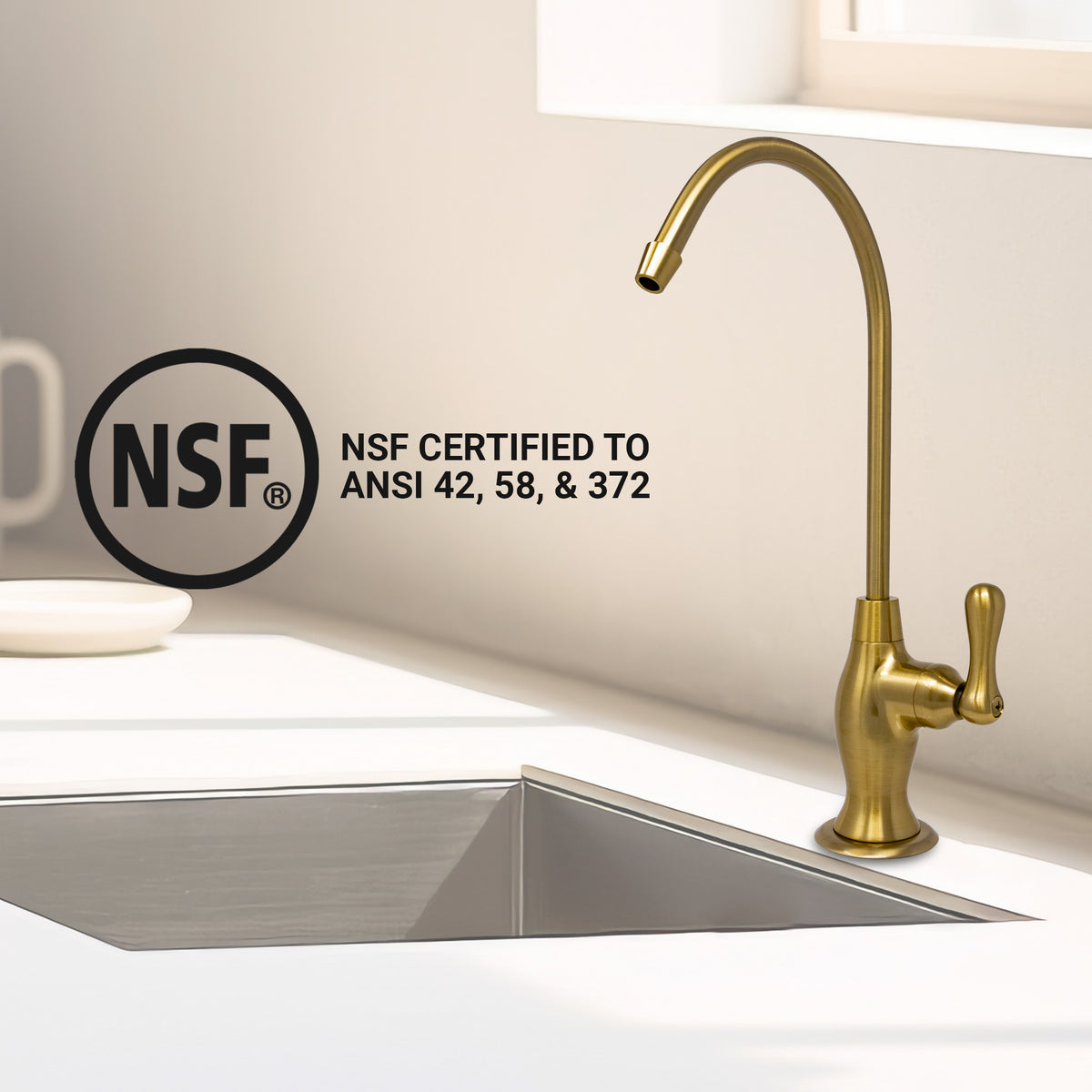 Metpure vase style air gap reverse osmosis faucet kit with pre-installed drain tubes