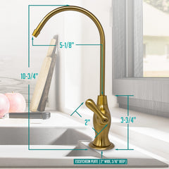 Metpure vase style non-air gap reverse osmosis faucet in brushed gold