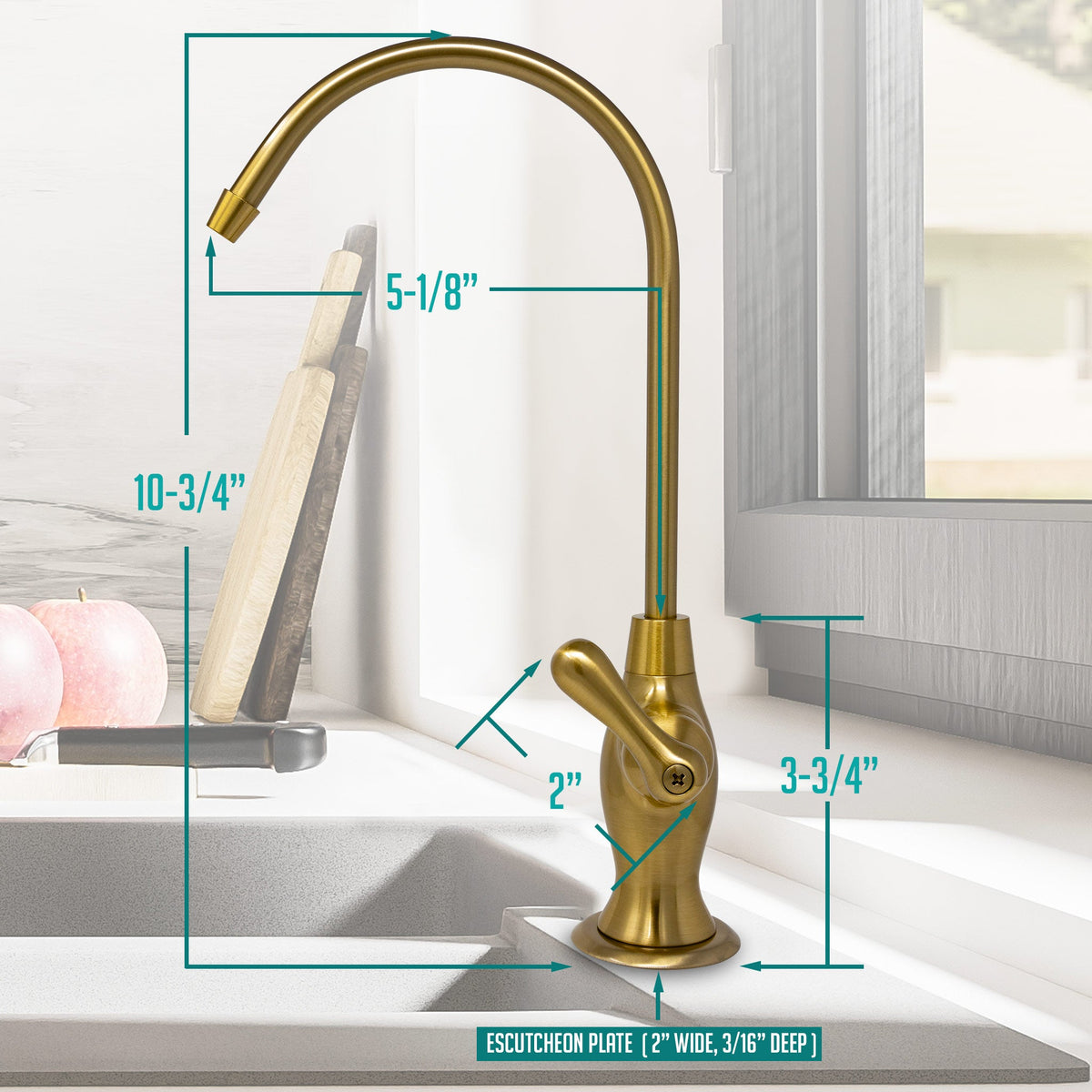 Metpure vase style non-air gap reverse osmosis faucet in brushed gold
