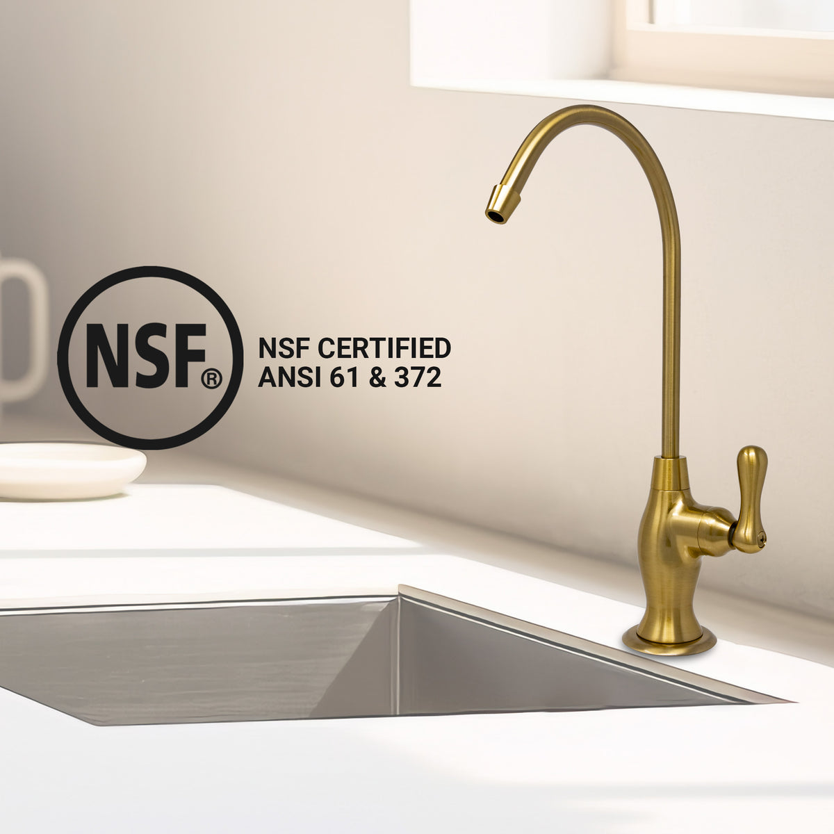 Metpure Vase Style Non-Air Gap RO Faucet Kit with Wrench & 1/4 inch + 3/8 inch OD Adapters, NSF - view 39