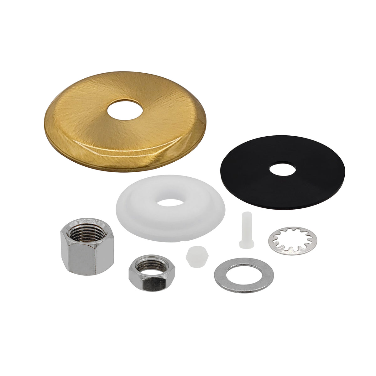 Brushed Gold escutcheon plate and mounting hardware pack for Metpure FA-05 RO faucet