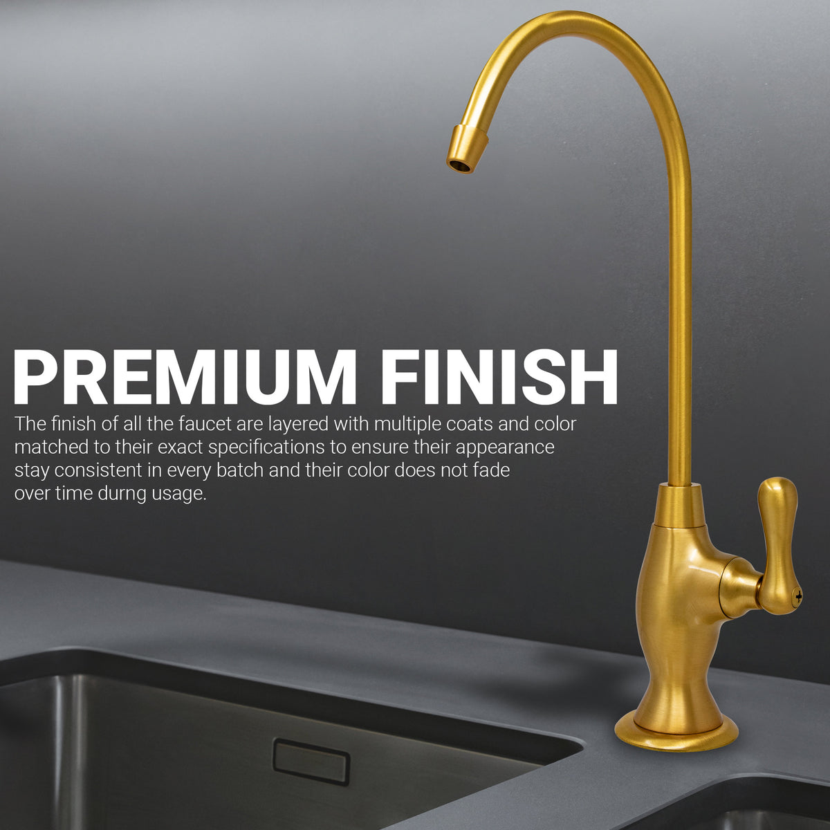 Metpure Vase Style Non-Air Gap RO Faucet Kit with Wrench & 1/4 inch + 3/8 inch OD Adapters, NSF - view 67