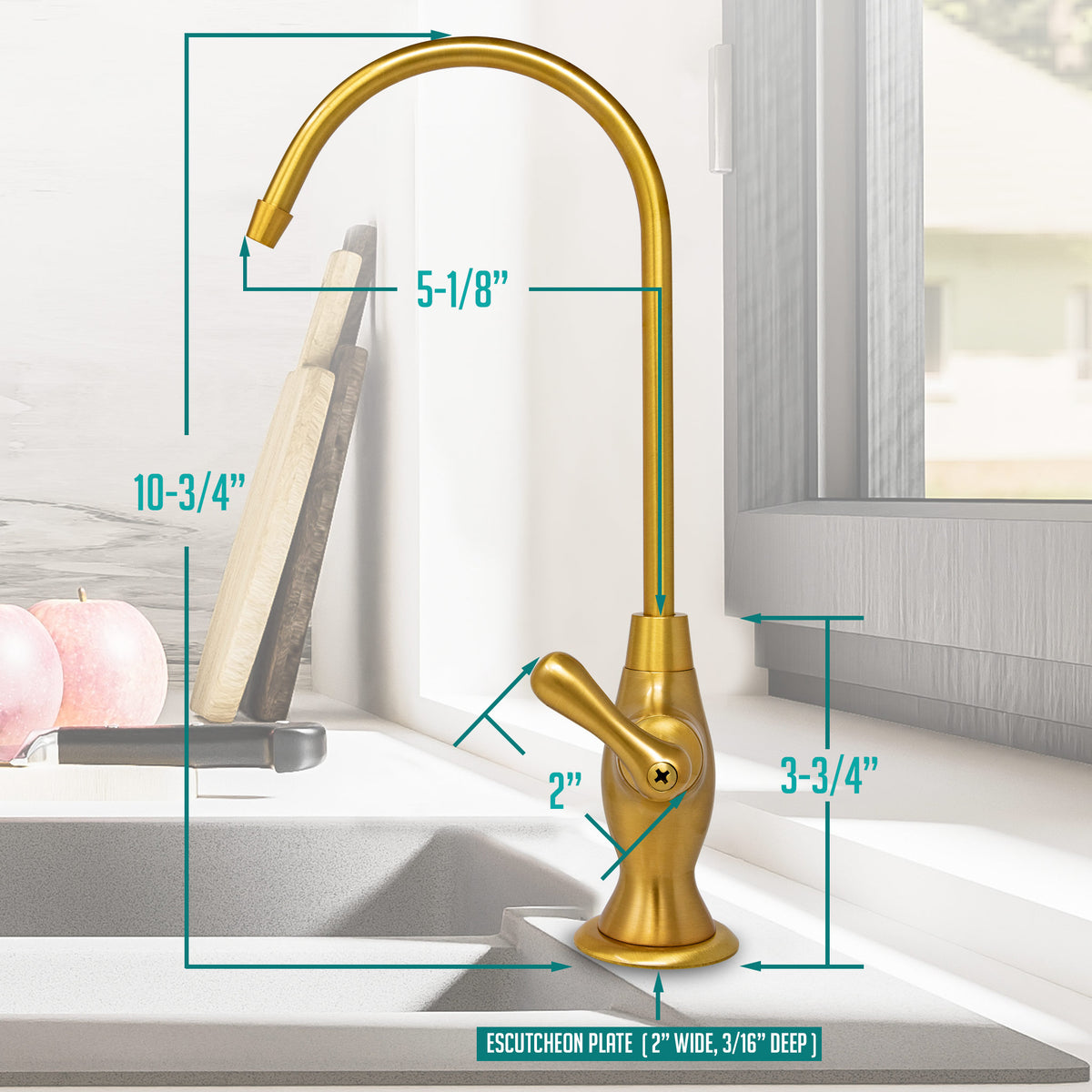 Metpure Vase Style Non-Air Gap RO Faucet Kit with Wrench & 1/4 inch + 3/8 inch OD Adapters, NSF - view 68