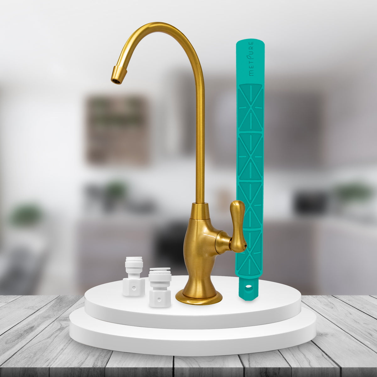 Metpure Vase Style Non-Air Gap RO Faucet Kit with Wrench & 1/4 inch + 3/8 inch OD Adapters, NSF - view 129