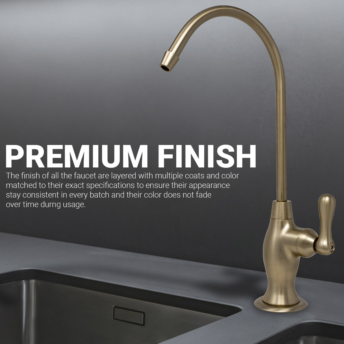 Metpure Vase Style Non-Air Gap RO Faucet Kit with Wrench & 1/4 inch + 3/8 inch OD Adapters, NSF - view 50