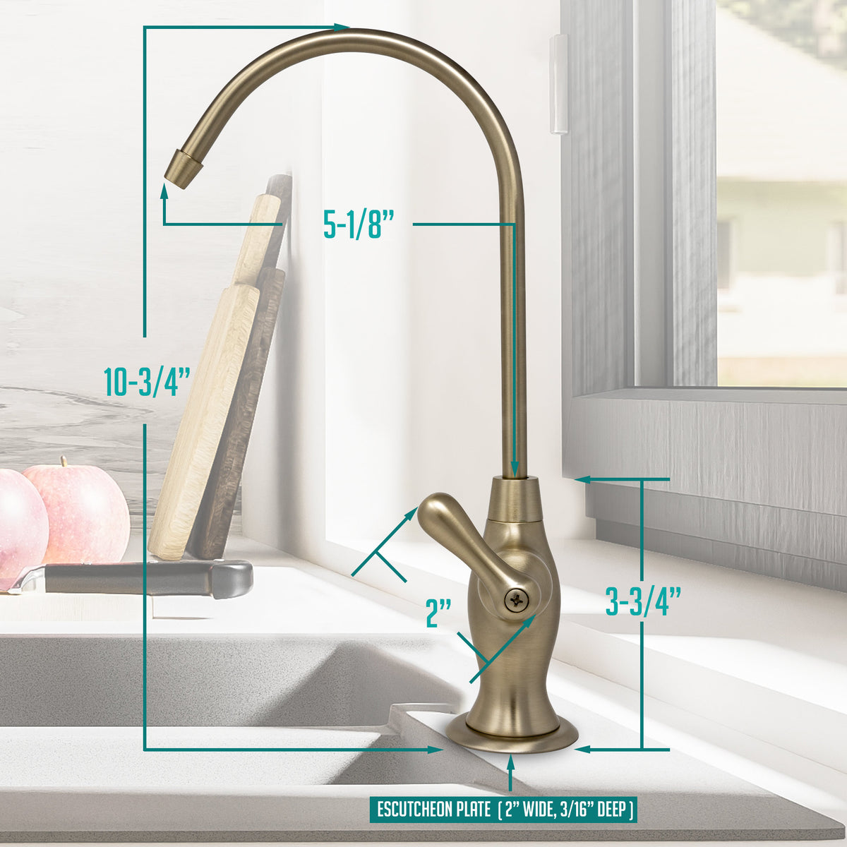 Metpure Vase Style Non-Air Gap RO Faucet Kit with Wrench & 1/4 inch + 3/8 inch OD Adapters, NSF - view 51