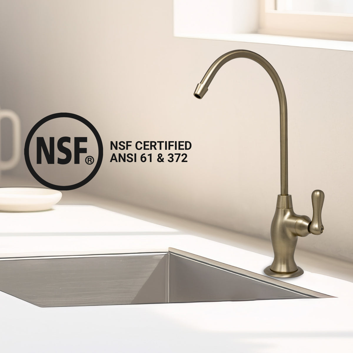 Metpure Vase Style Non-Air Gap RO Faucet Kit with Wrench & 1/4 inch + 3/8 inch OD Adapters, NSF - view 52