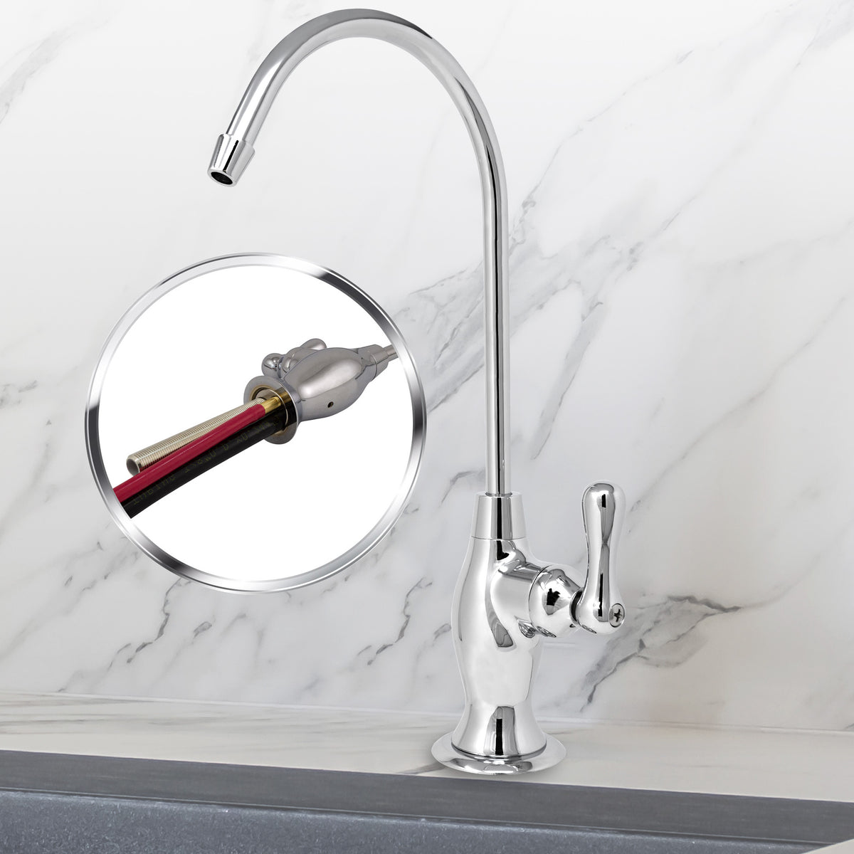 Metpure vase style air gap reverse osmosis faucet kit with pre-installed drain tubes