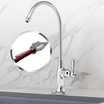 Water Filtration Faucet Vase Style Chrome Reverse Osmosis Air Gap with Pre-installed Tubing. Include 1/4OD and 3/8OD QC Unions. Certified by NSF.