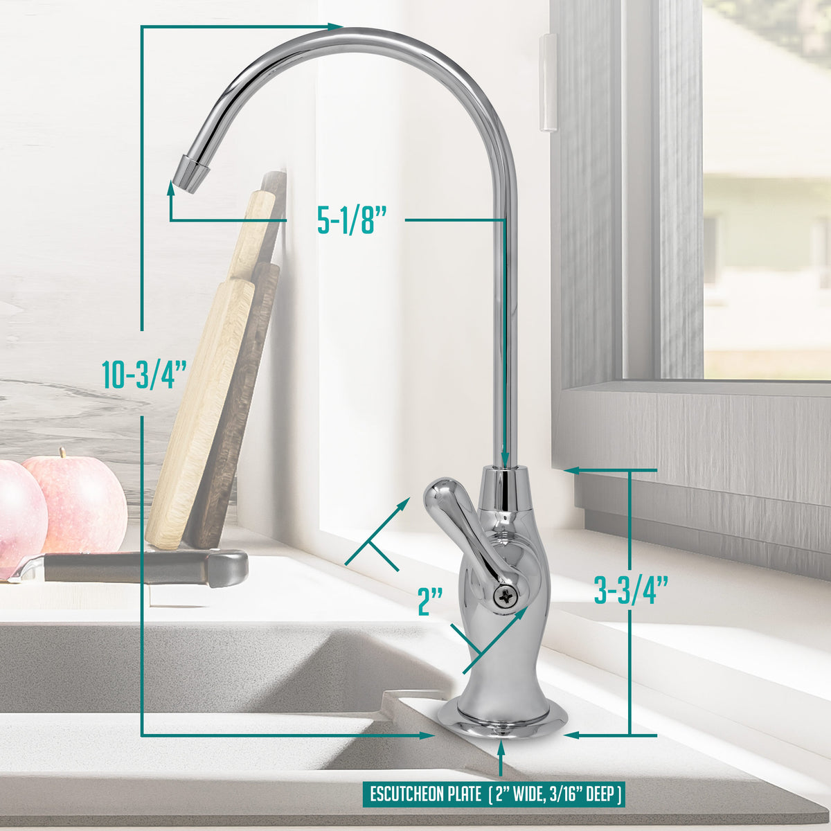 Metpure vase style air gap reverse osmosis faucet kit with pre-installed drain tubes