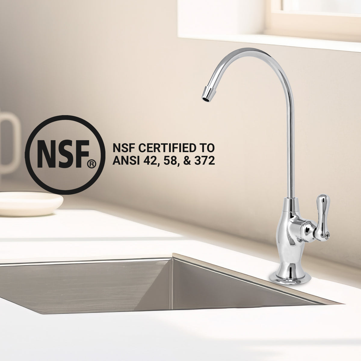 Metpure vase style air gap reverse osmosis faucet kit with pre-installed drain tubes