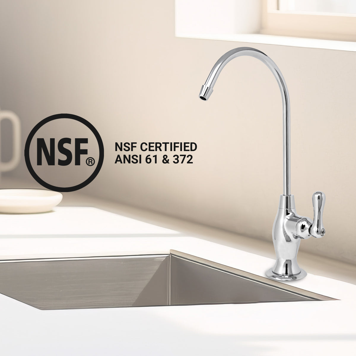 Metpure Vase Style Non-Air Gap RO Faucet Kit with Wrench & 1/4 inch + 3/8 inch OD Adapters, NSF - view 59