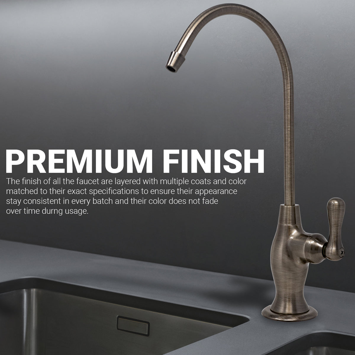 Metpure Vase Style Non-Air Gap RO Faucet Kit with Wrench & 1/4 inch + 3/8 inch OD Adapters, NSF - view 73