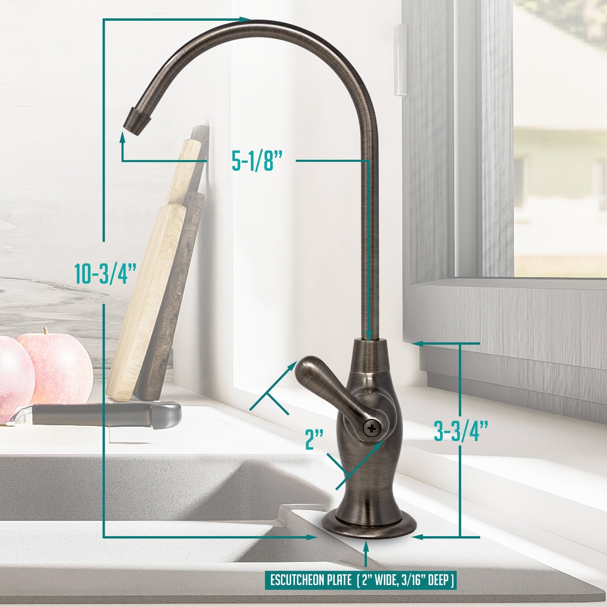 Metpure Vase Style Non-Air Gap RO Faucet Kit with Wrench & 1/4 inch + 3/8 inch OD Adapters, NSF - view 74