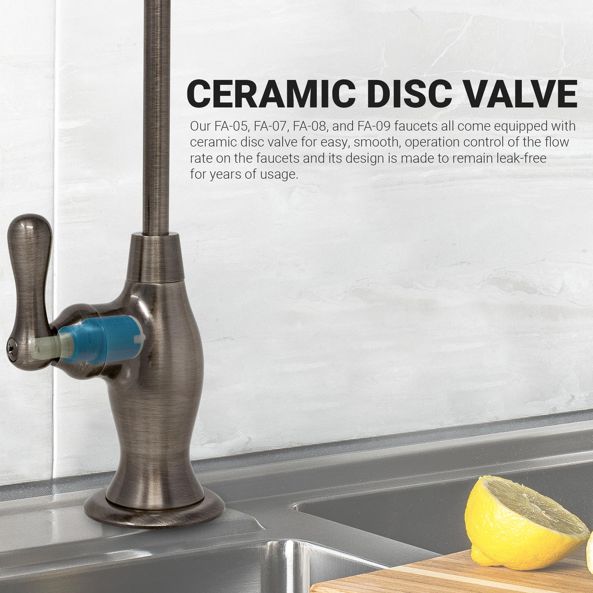 Metpure Vase Style Non-Air Gap RO Faucet Kit with Wrench & 1/4 inch + 3/8 inch OD Adapters, NSF - view 75