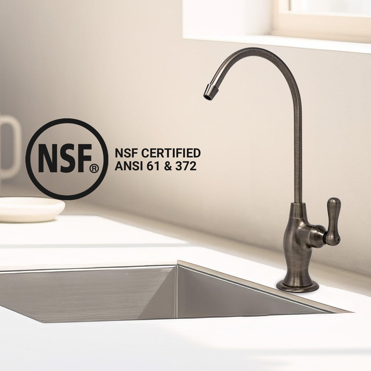Metpure Vase Style Non-Air Gap RO Faucet Kit with Wrench & 1/4 inch + 3/8 inch OD Adapters, NSF - view 76