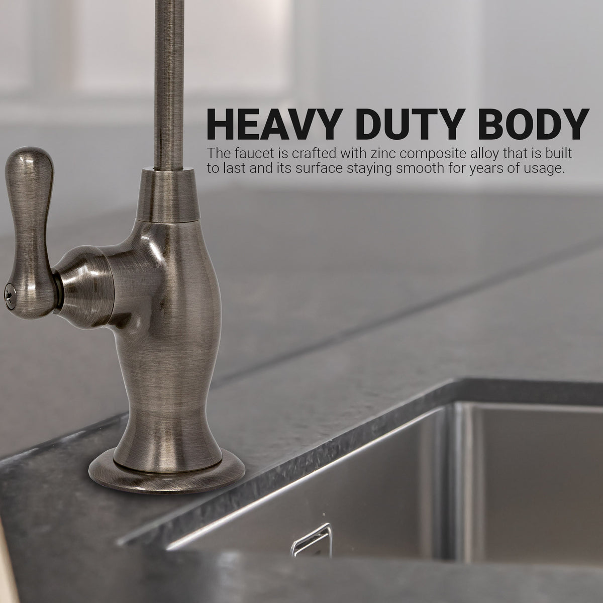 Metpure Vase Style Non-Air Gap RO Faucet Kit with Wrench & 1/4 inch + 3/8 inch OD Adapters, NSF - view 77