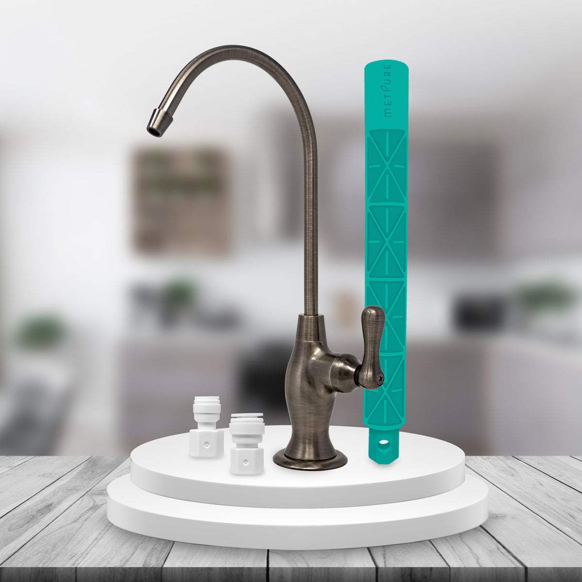 Metpure Vase Style Non-Air Gap RO Faucet Kit with Wrench & 1/4 inch + 3/8 inch OD Adapters, NSF - view 130